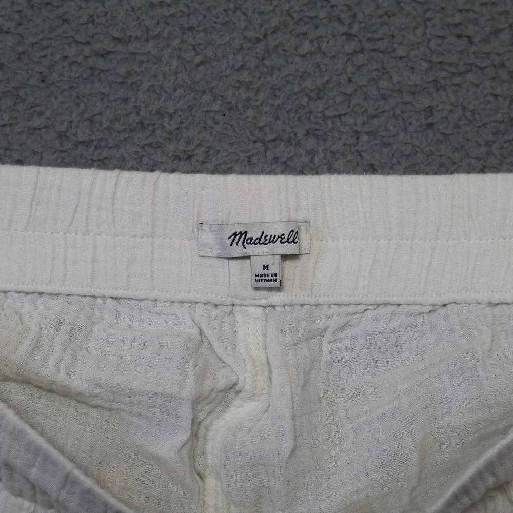 Madewell White Cotton Double Gauze Pull On Tassel Drawstring Pants Mens Medium